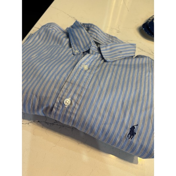 Ralph Lauren Classic Mens Button Down Dress Shirt Long‎ Sleeve Blue Stripe SZ XL - Picture 1 of 5